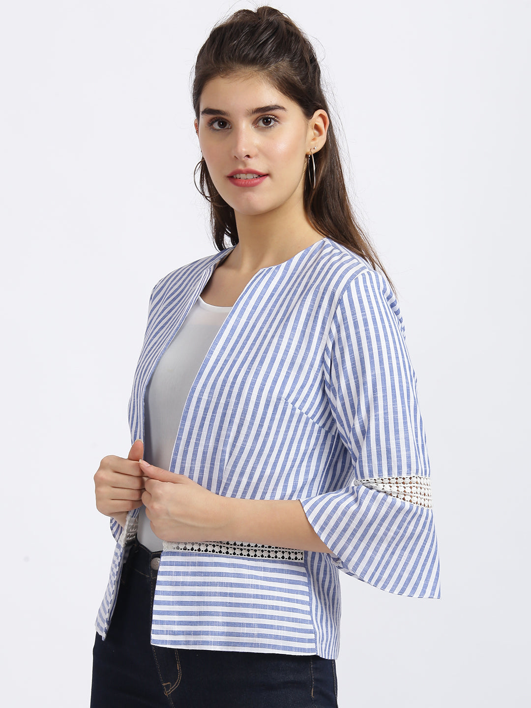 White Striped Regular Shrug