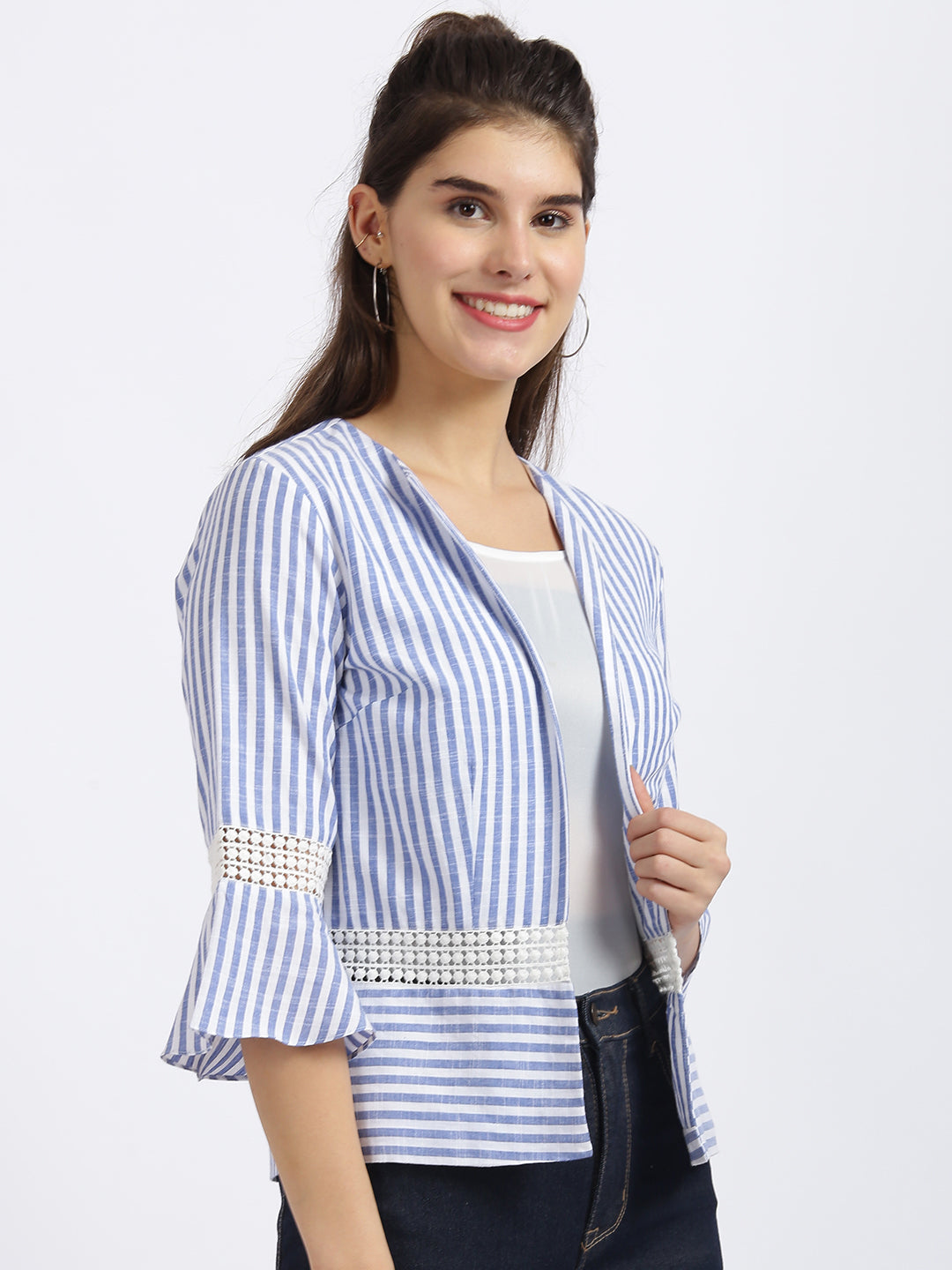 White Striped Regular Shrug