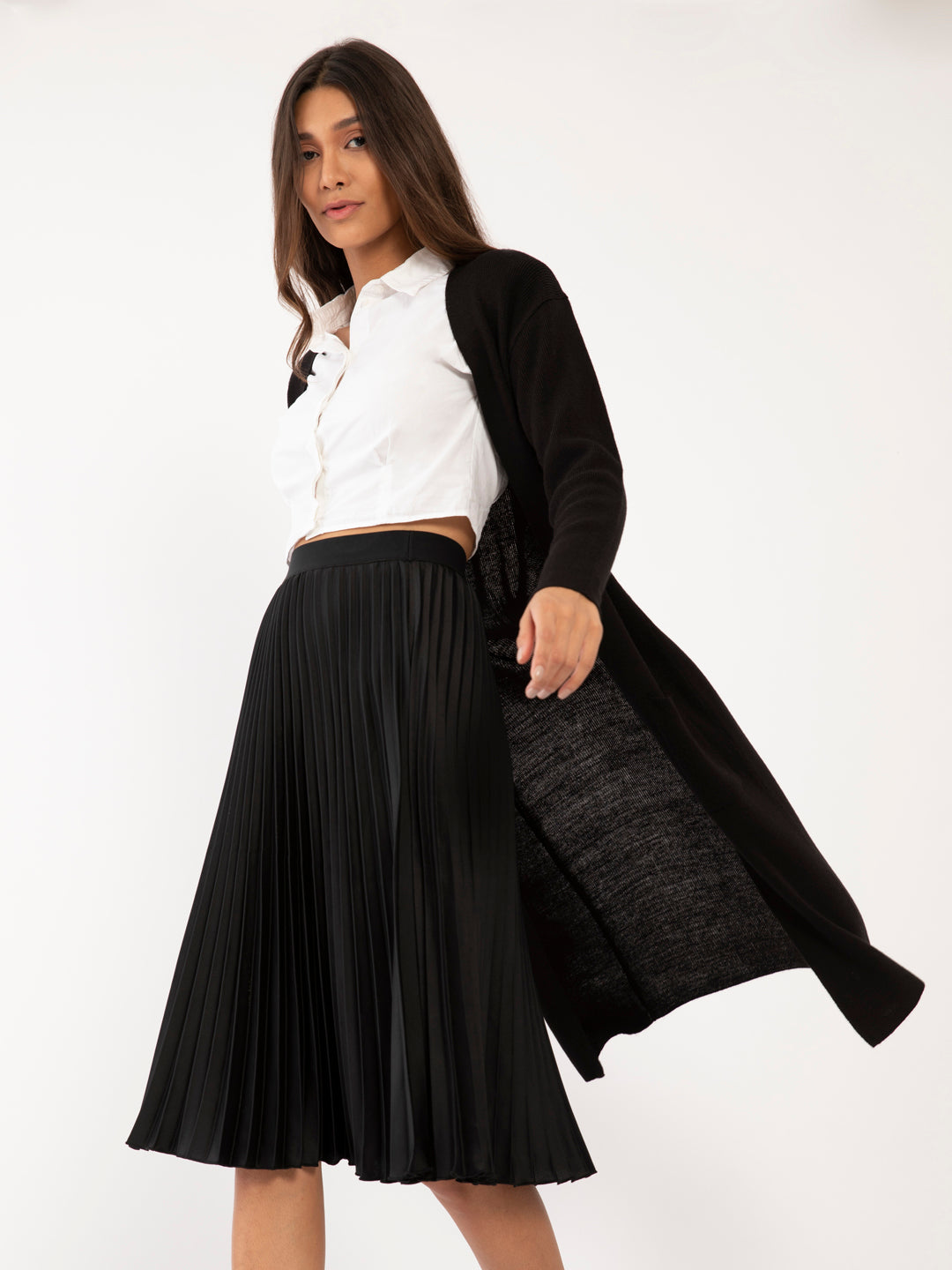 Black Solid Straight Shrug