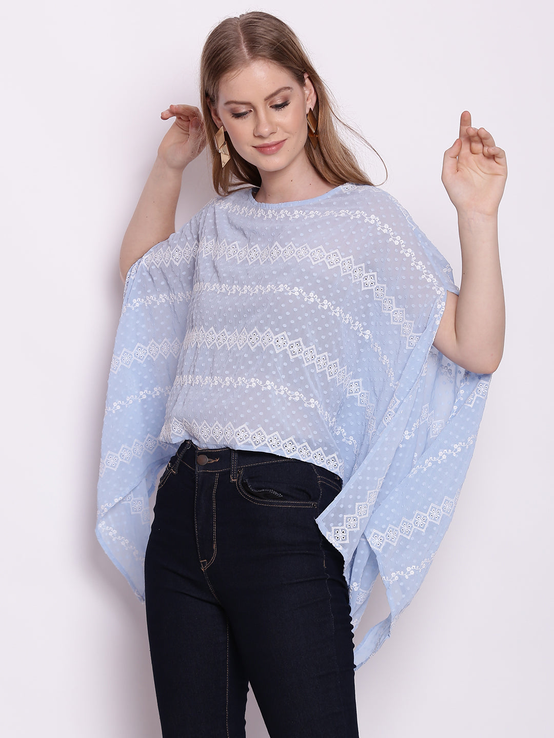 Blue Embroidered Shrug