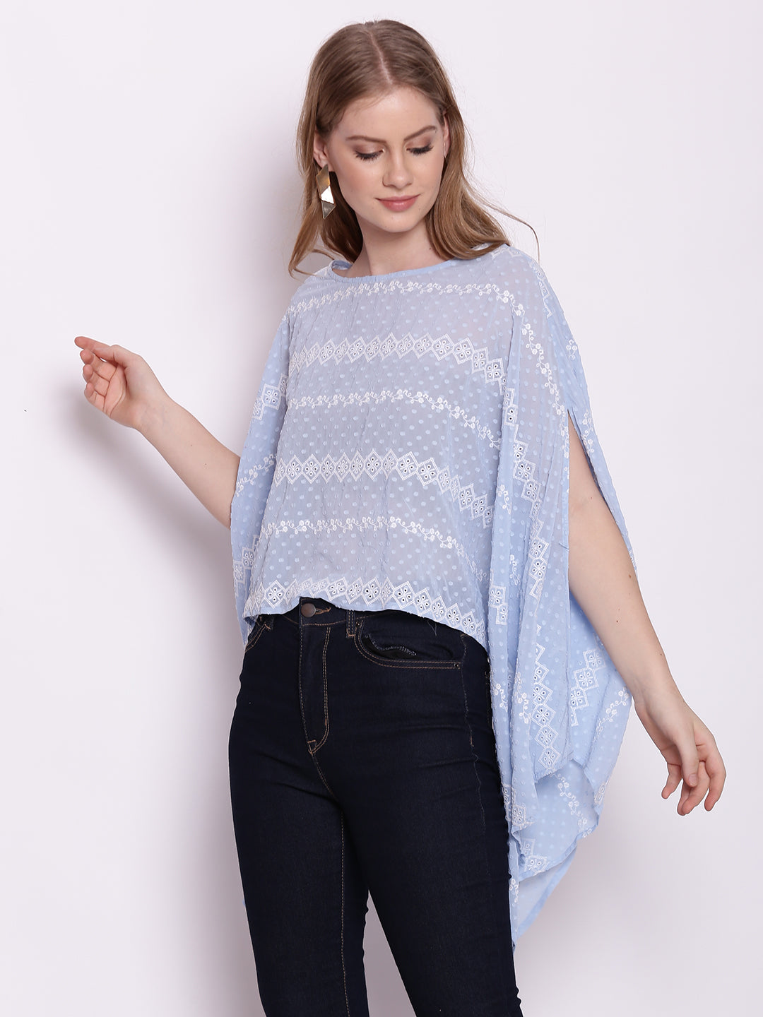 Blue Embroidered Shrug