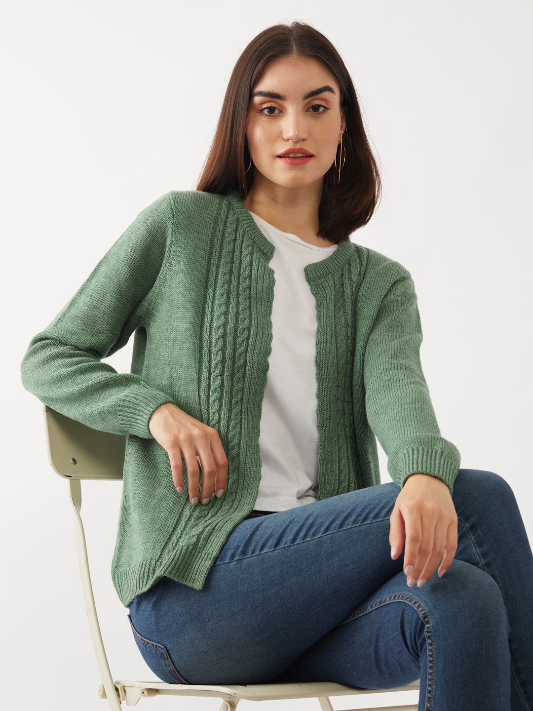 Green Solid Straight Shrug