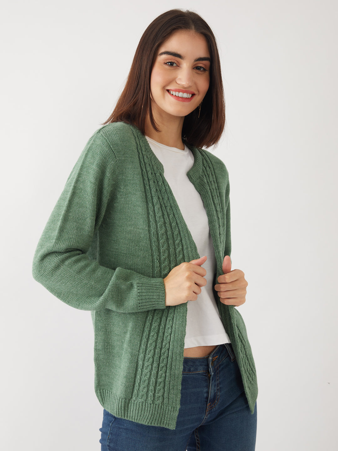 Green Solid Straight Shrug