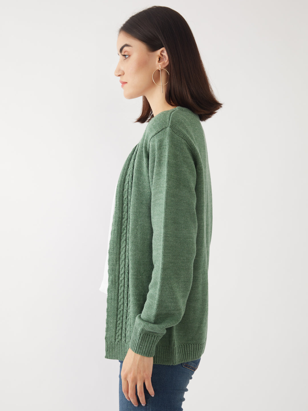 Green Solid Straight Shrug