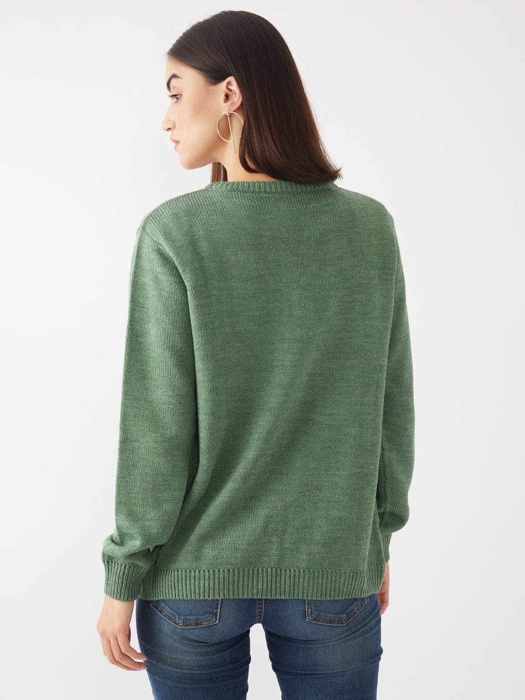 Green Solid Straight Shrug