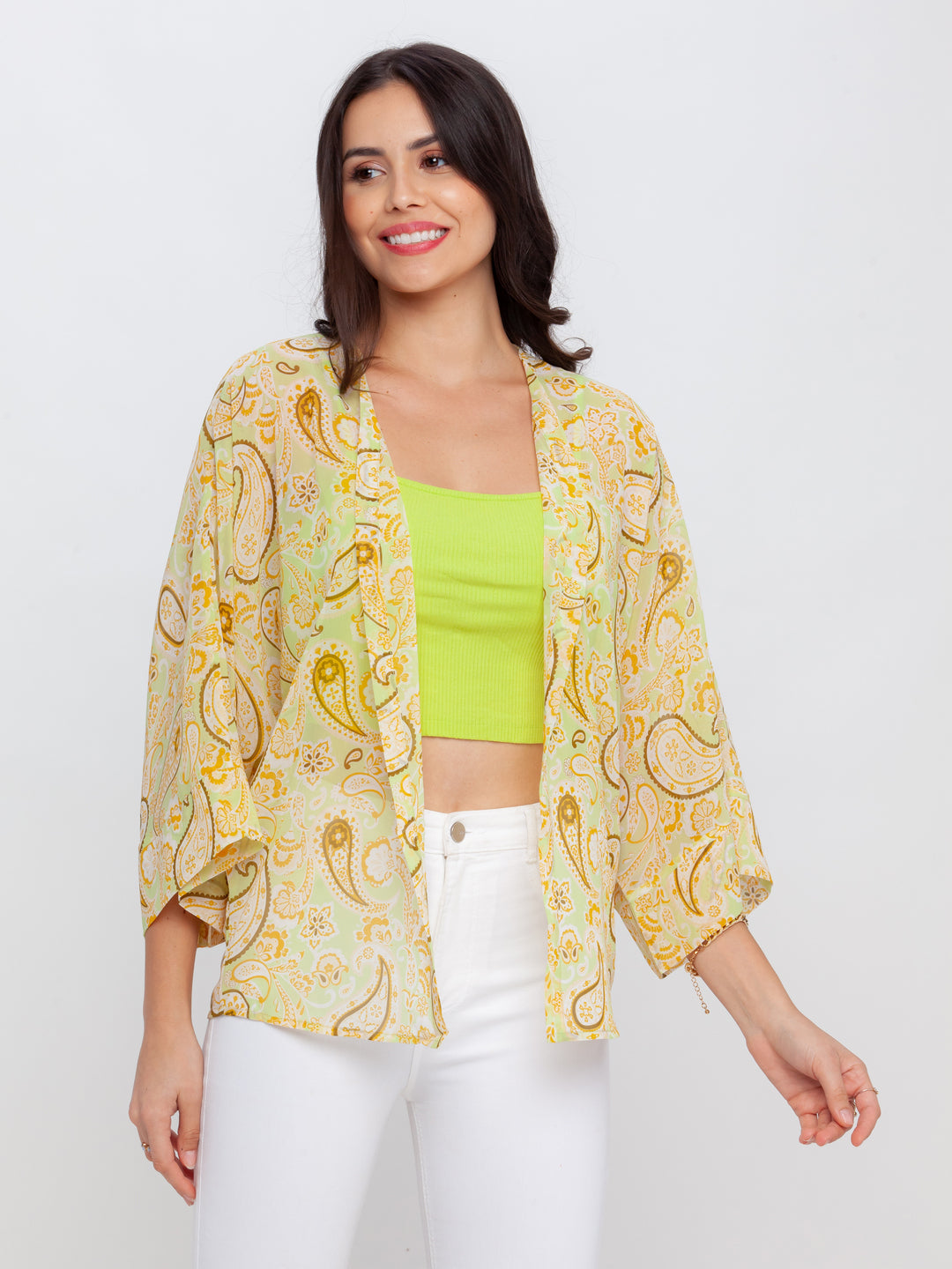 Green Printed Shrug