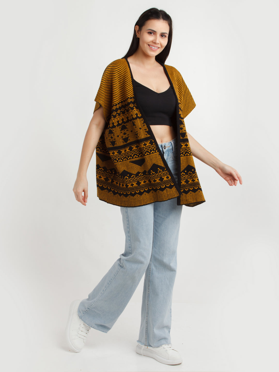 Bronze Geometric Print Shrug