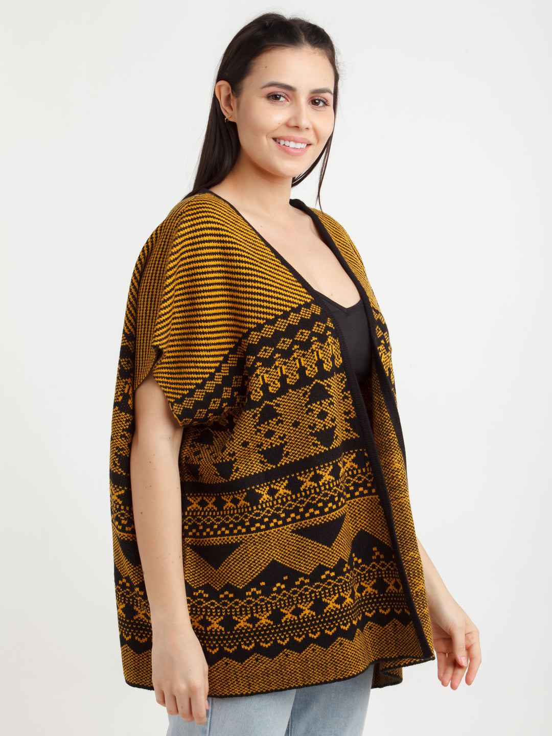 Bronze Geometric Print Shrug