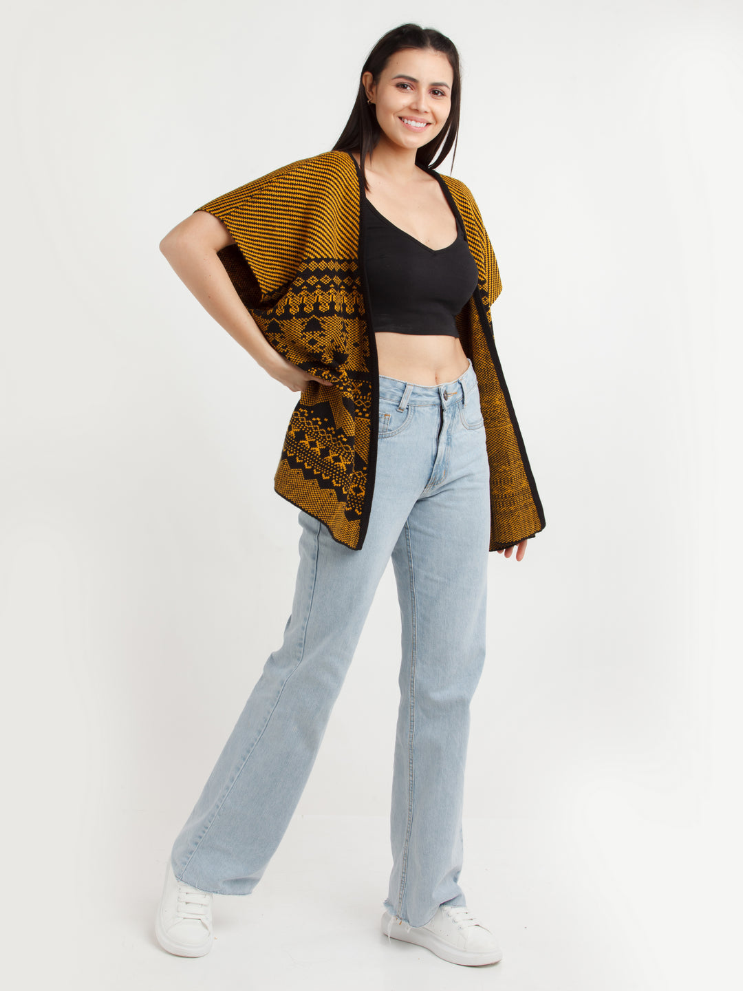 Bronze Geometric Print Shrug