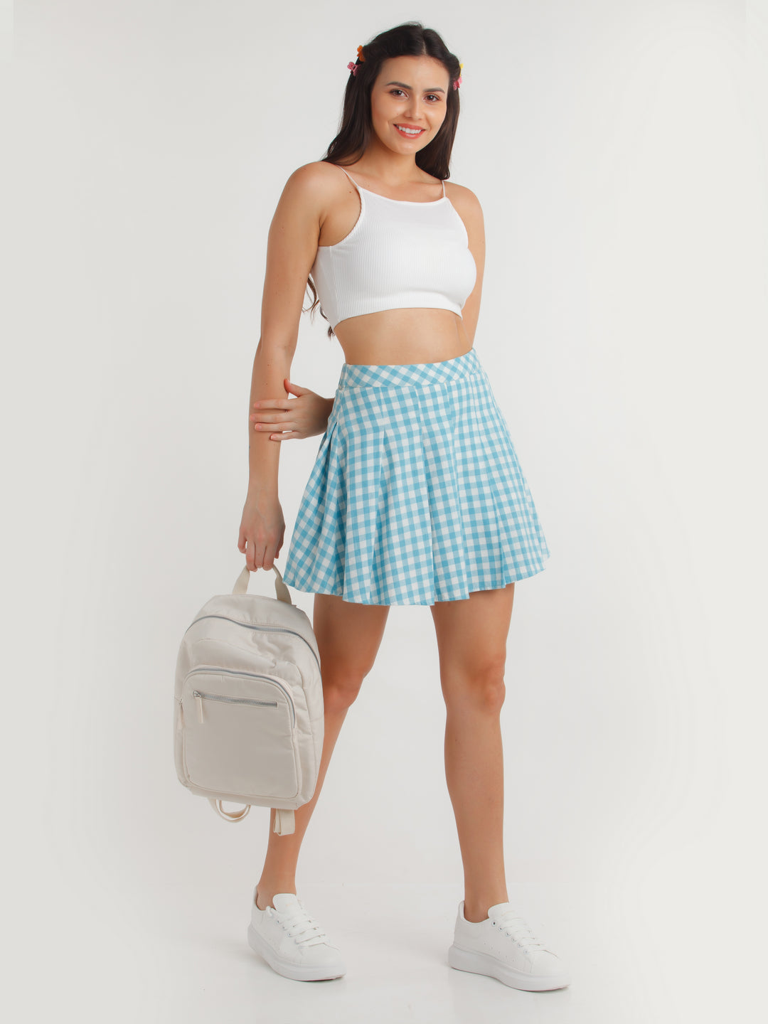 Blue Checked Skirt