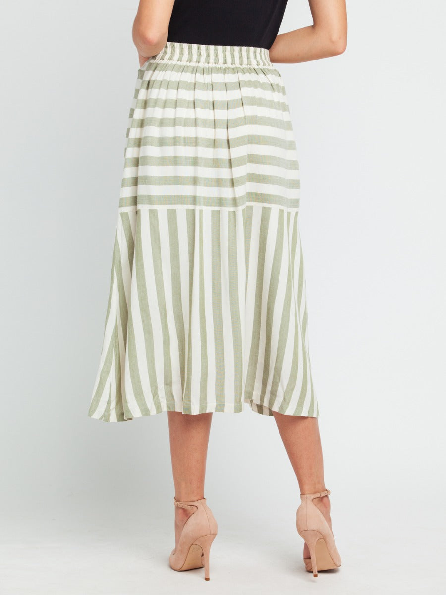 Off White Striped Elasticated Skirt