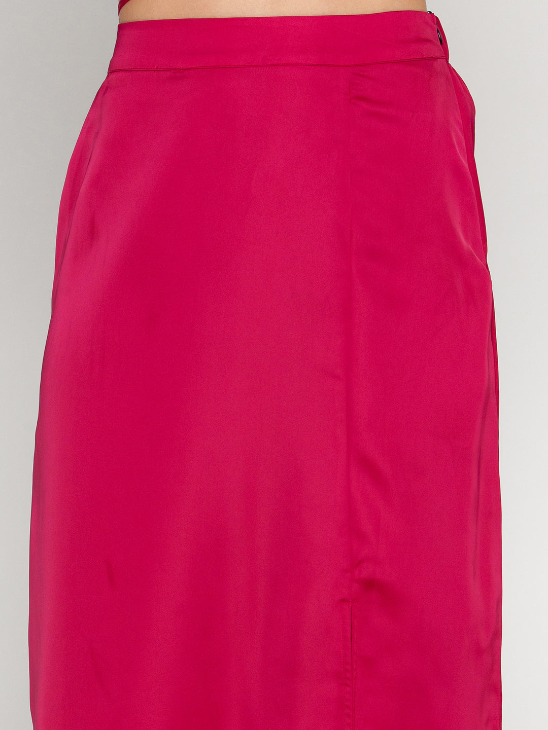 Pink Solid Elasticated Skirt