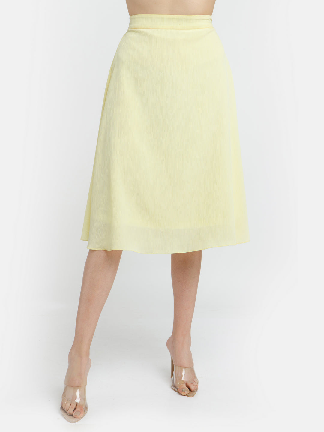 Yellow Solid Skirt For Women