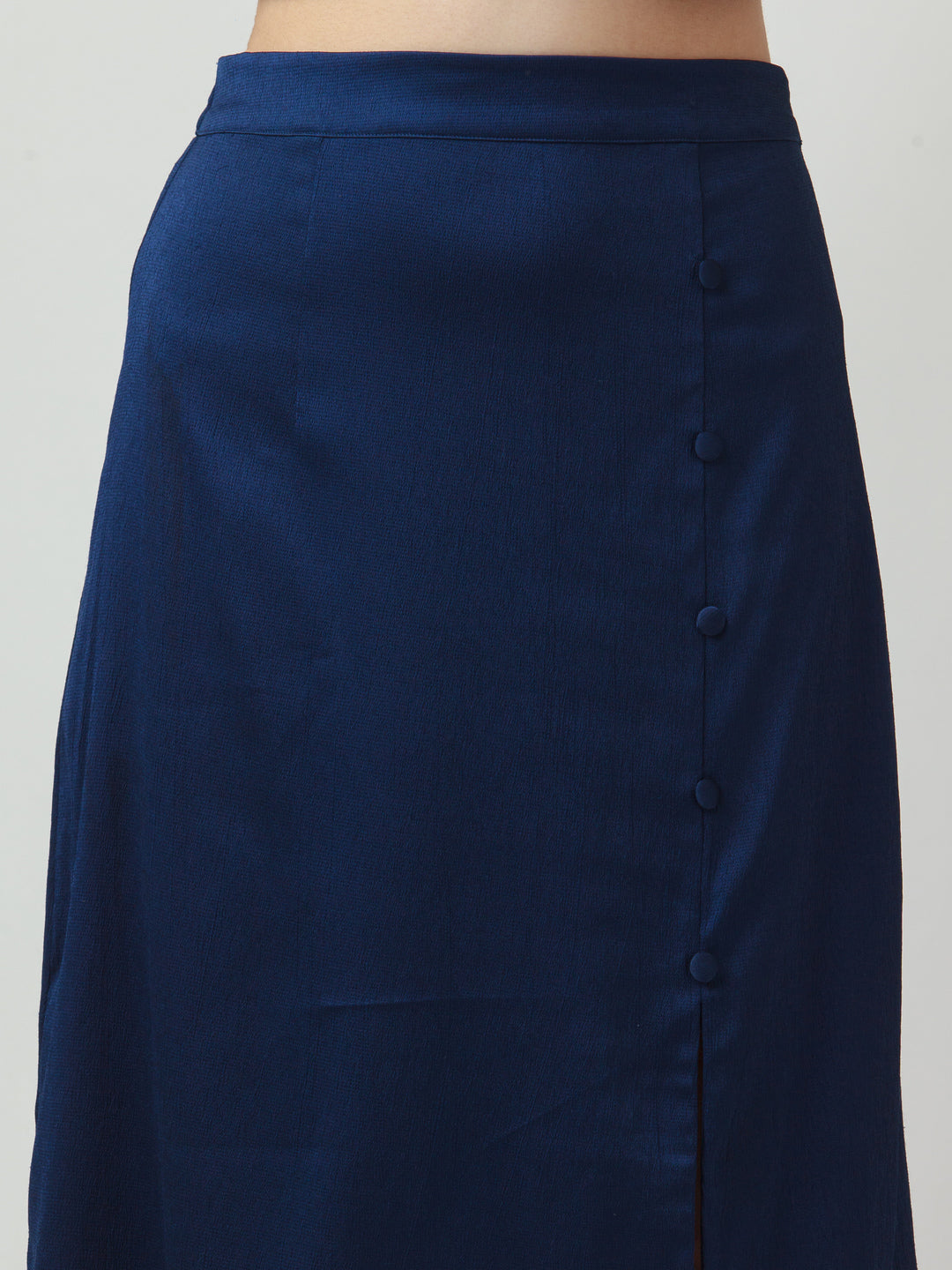 Navy Blue Solid Skirt For Women