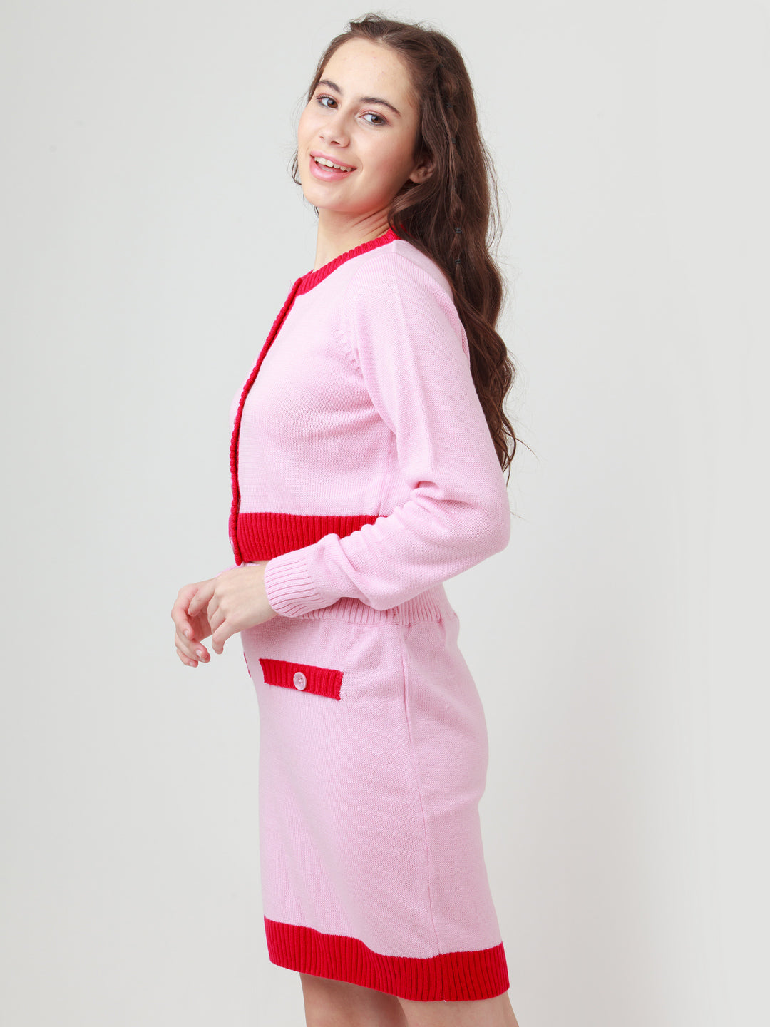 Pink Solid Fitted Sweater for Women