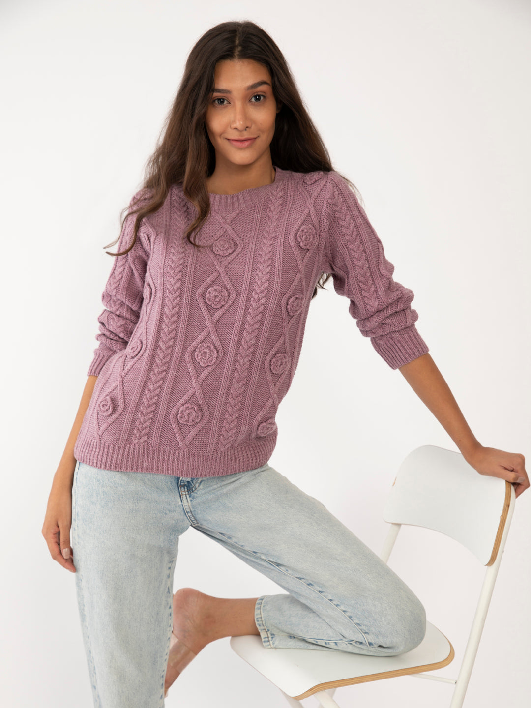 Purple Solid Sweater