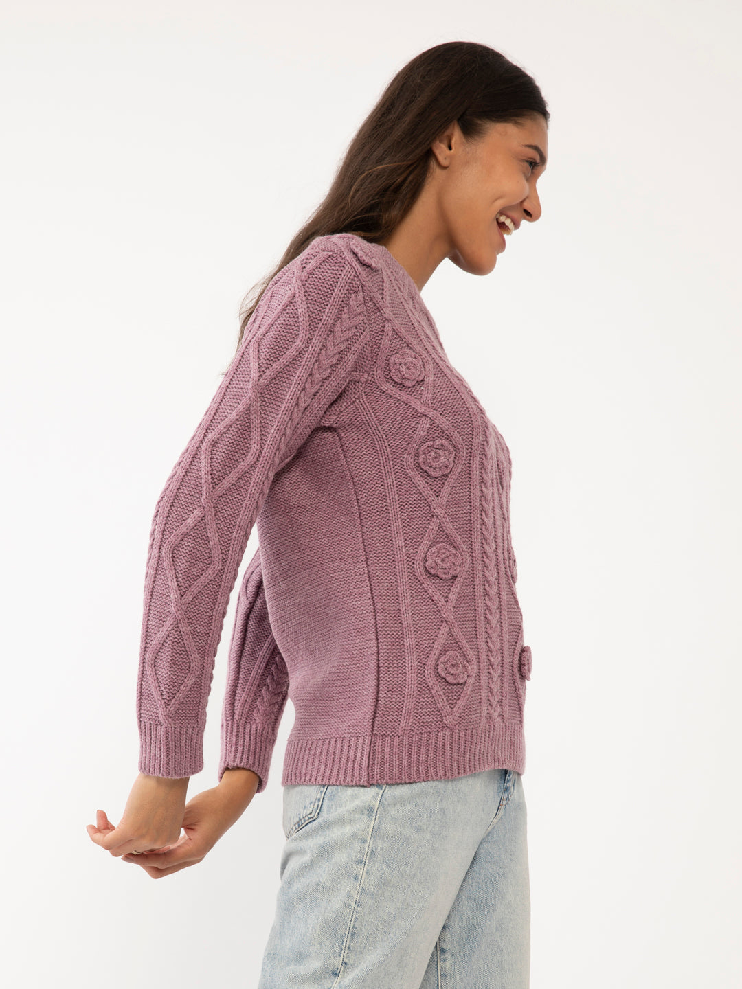 Purple Solid Sweater