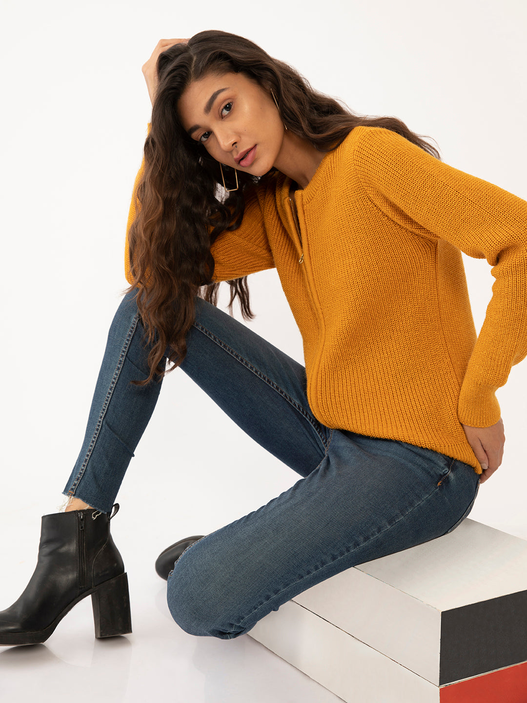 Yellow Solid Regular Sweaters