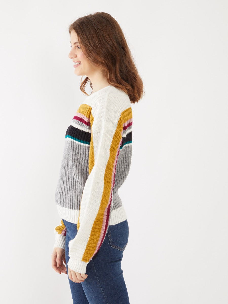 Multicolored Striped  Sweater For Women