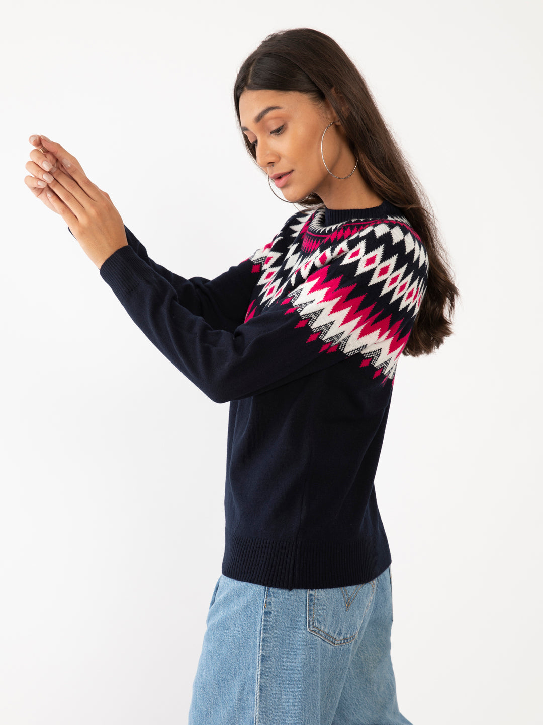 Blue Jacquard Sweater