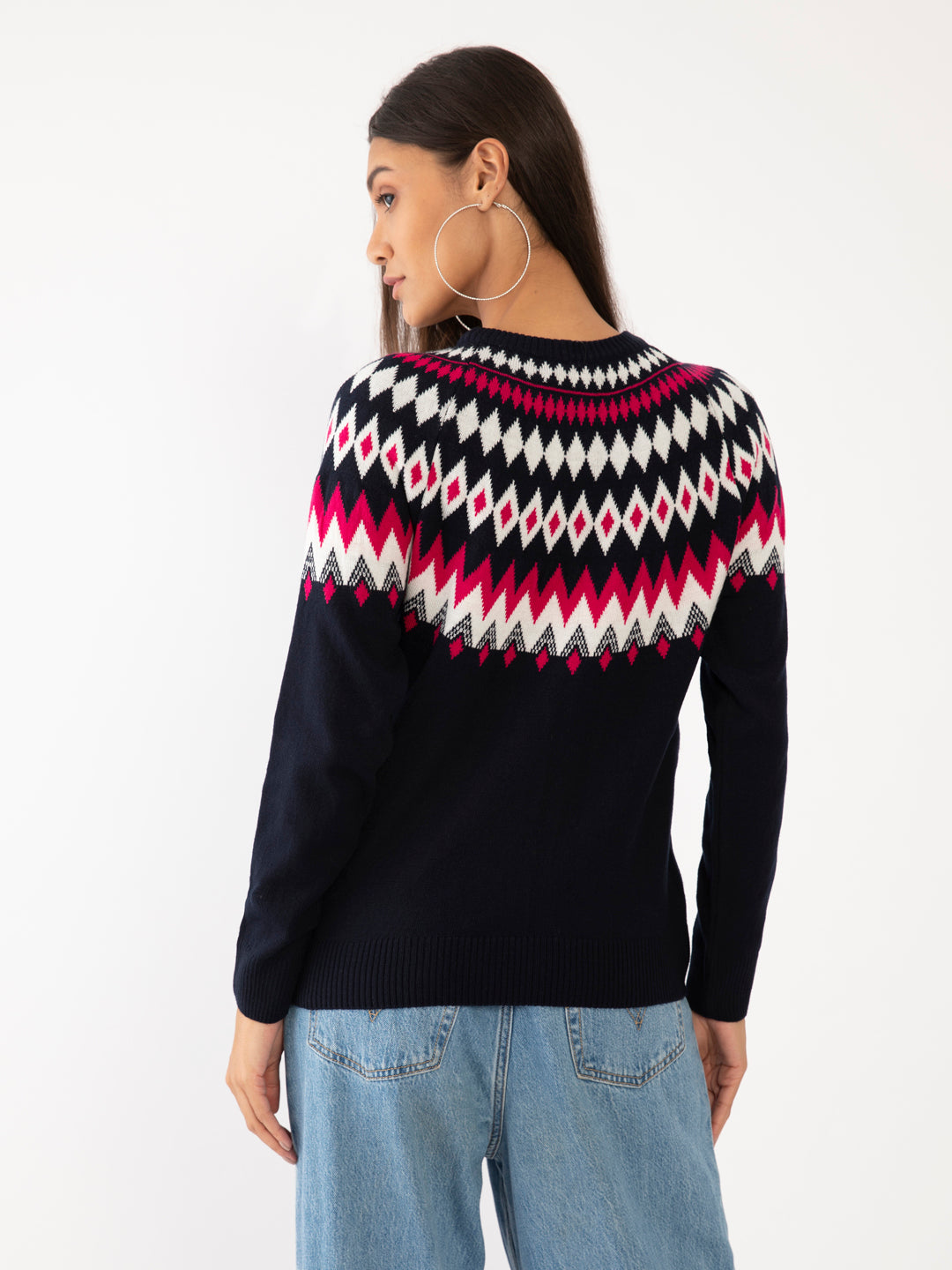 Blue Jacquard Sweater