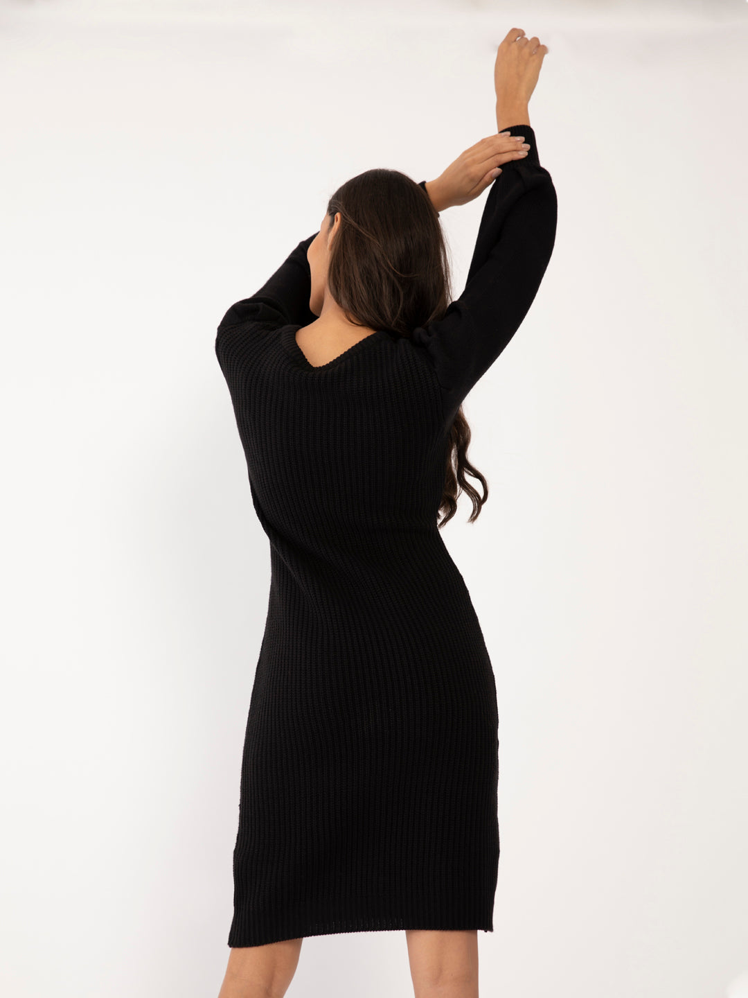 Black Solid Short Dress For Women