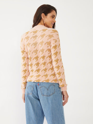 Pink Jacquard Printed Sweater For Women