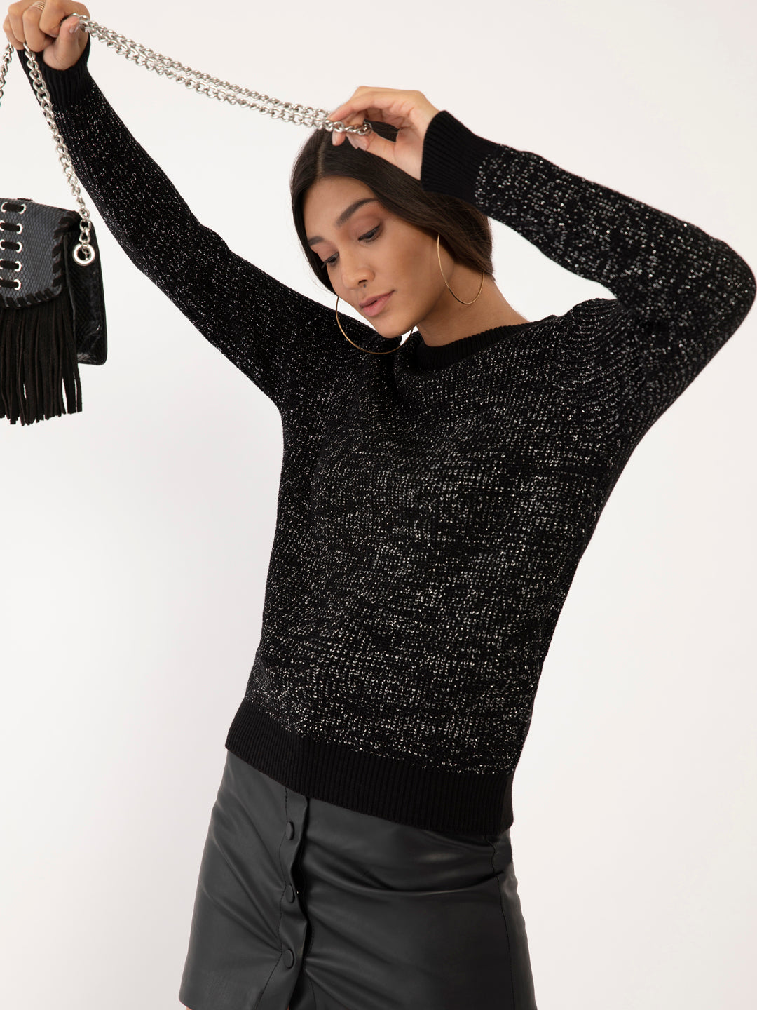 Black Textured Sweater