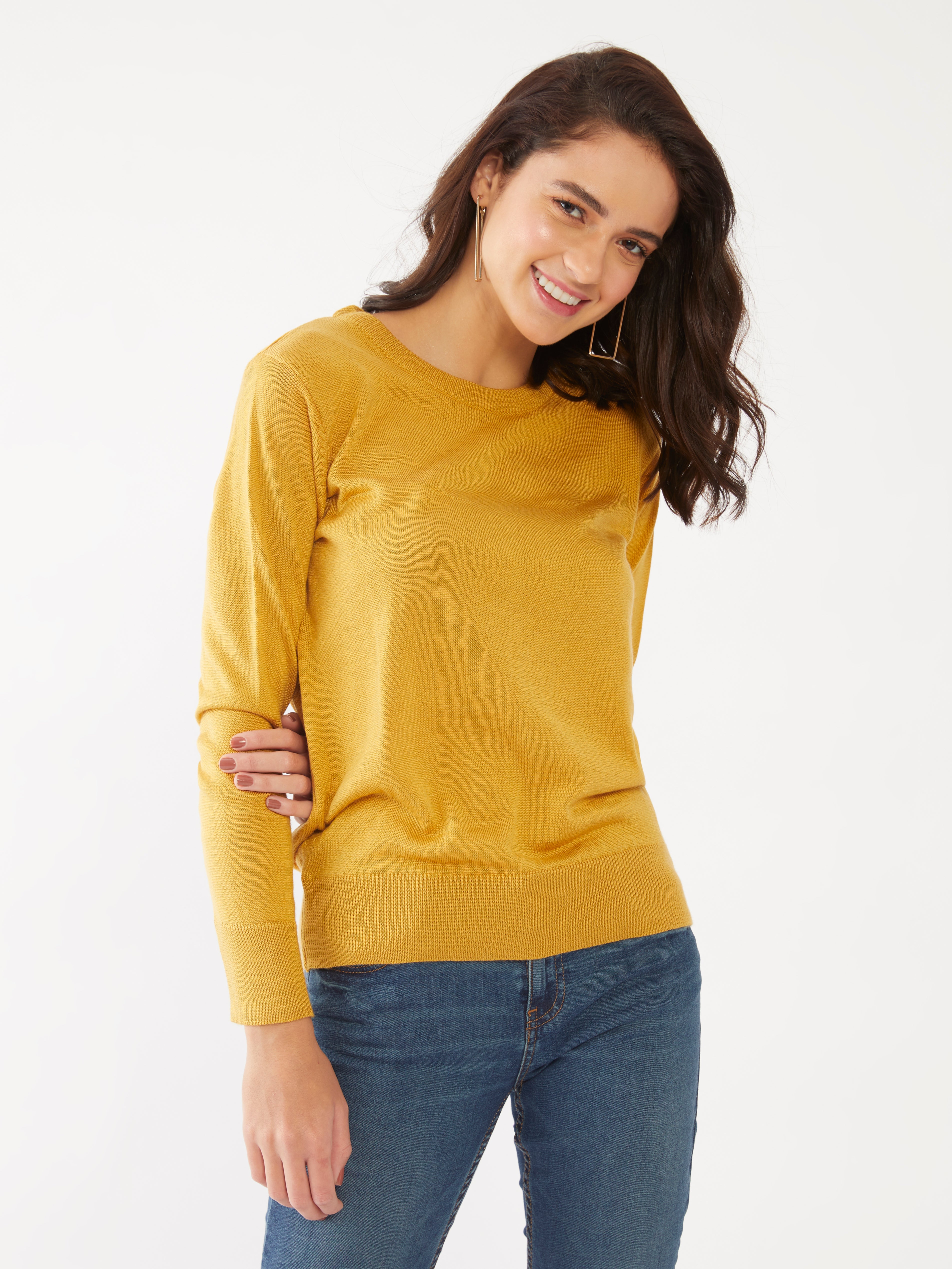 Yellow Solid Sweater