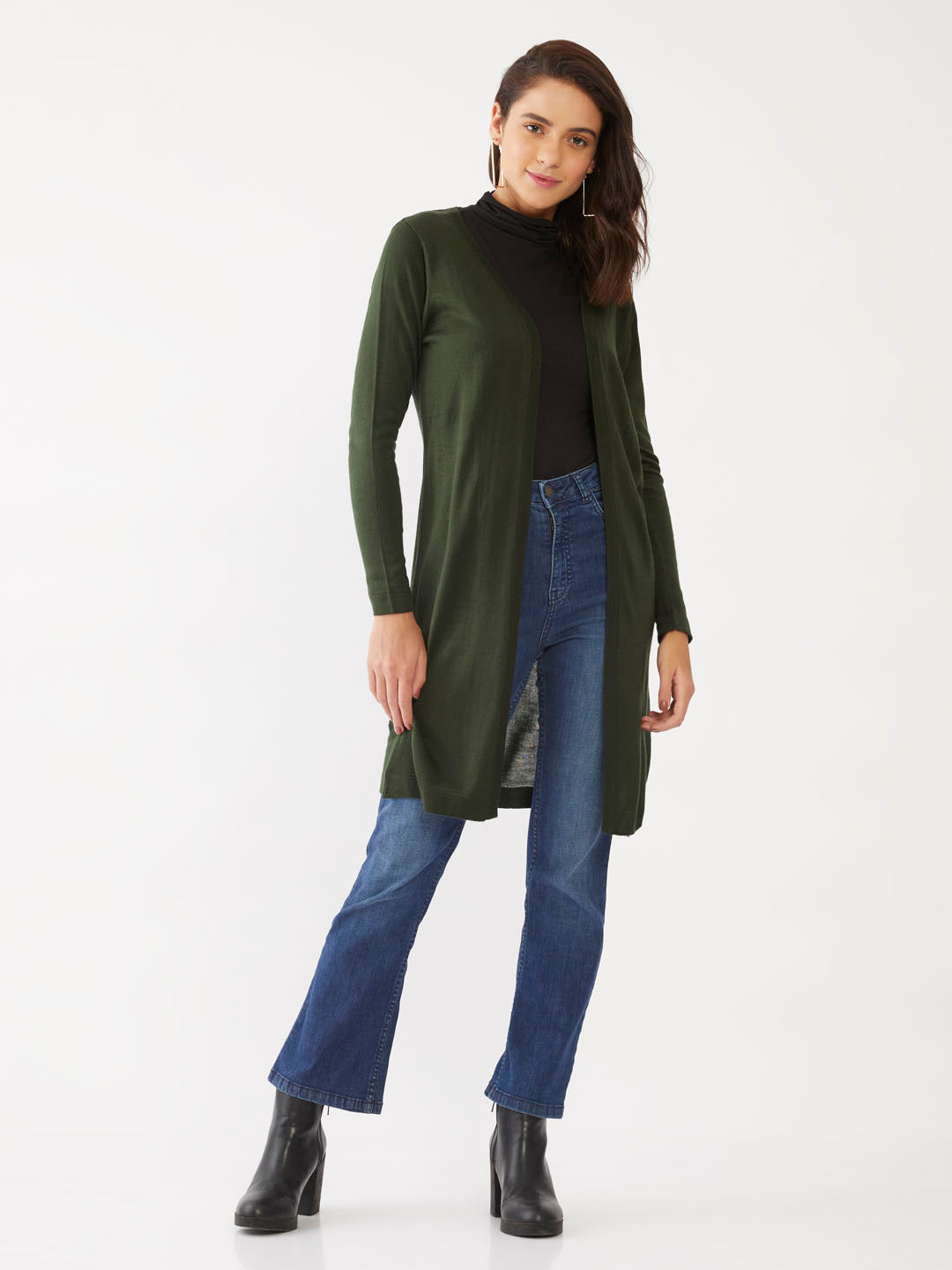 Green Solid Fitted Shrug