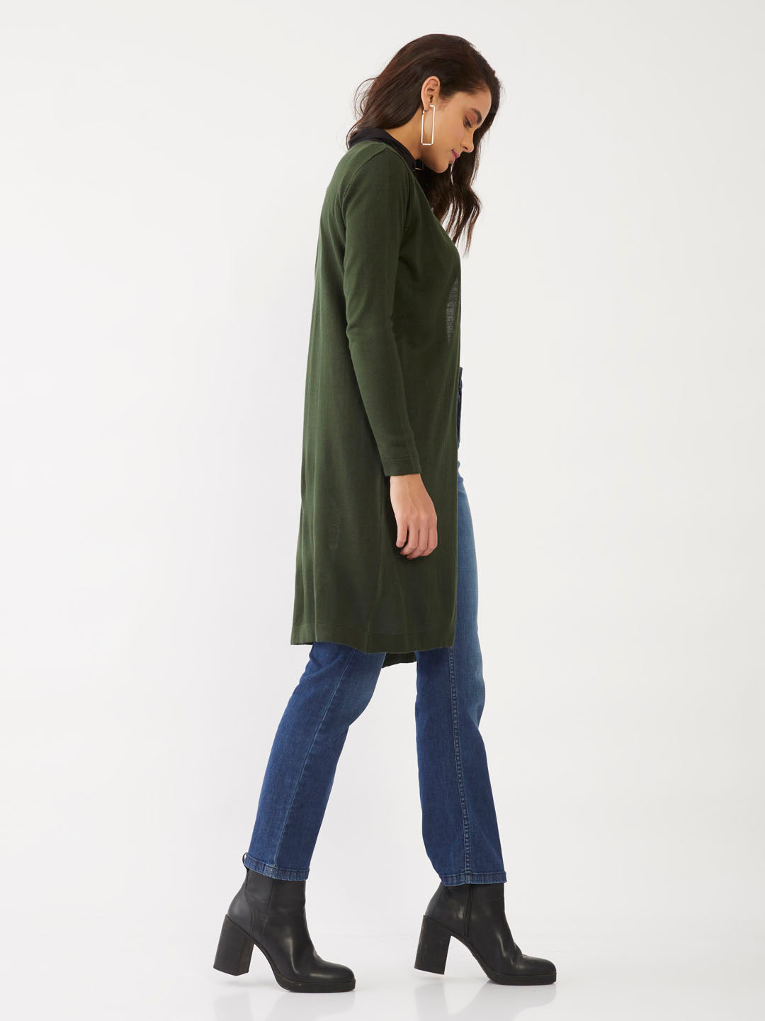 Green Solid Fitted Shrug