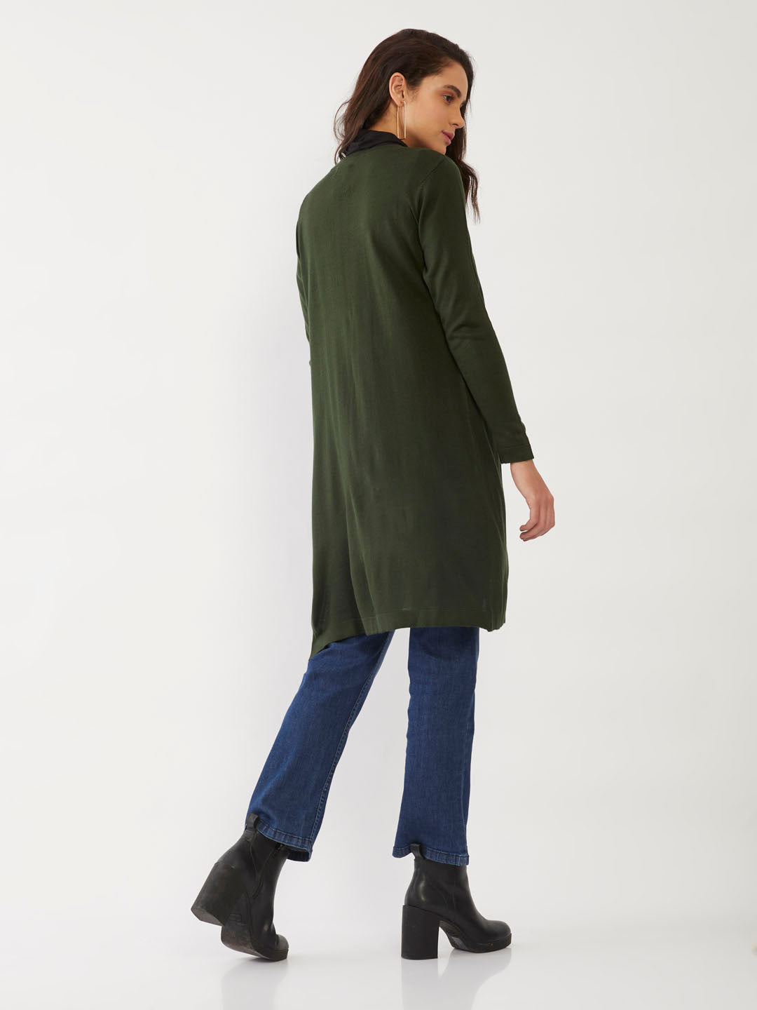 Green Solid Fitted Shrug