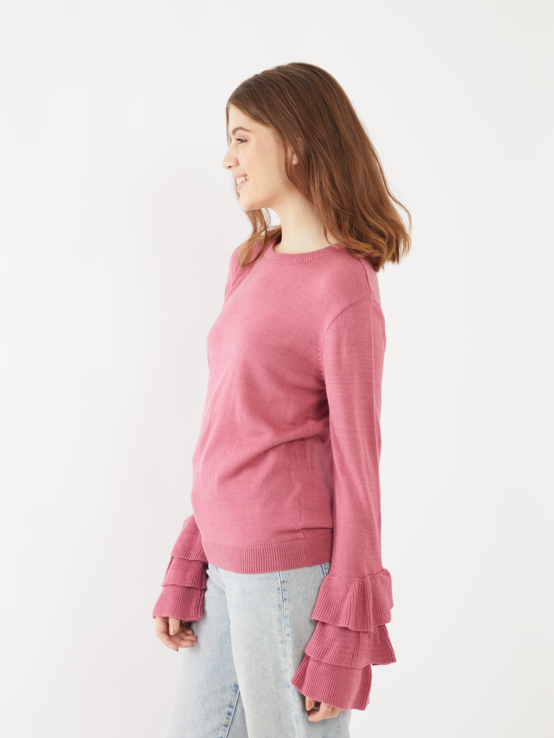 Pink Solid  Sweater For Women