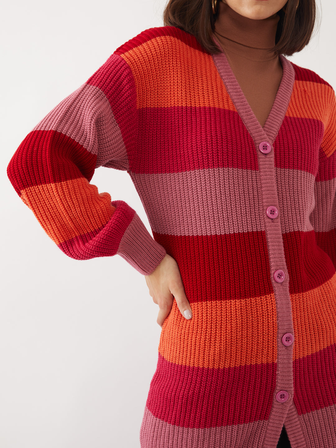 Multicolored Colourblocked Cardigan