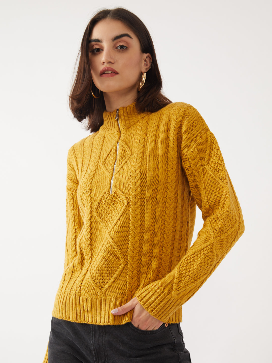 Yellow Solid Sweater