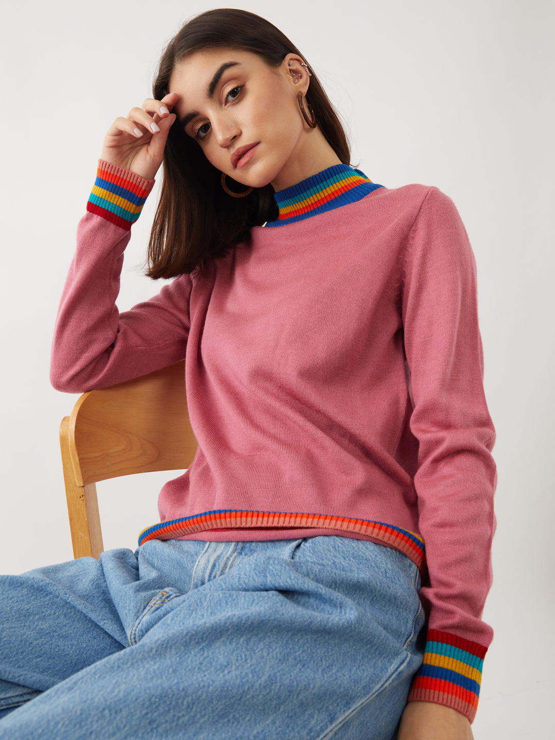 Pink Solid Sweater