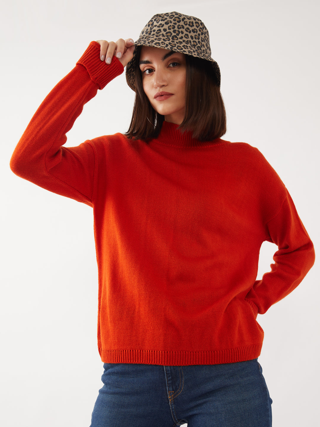 Orange Solid Sweater