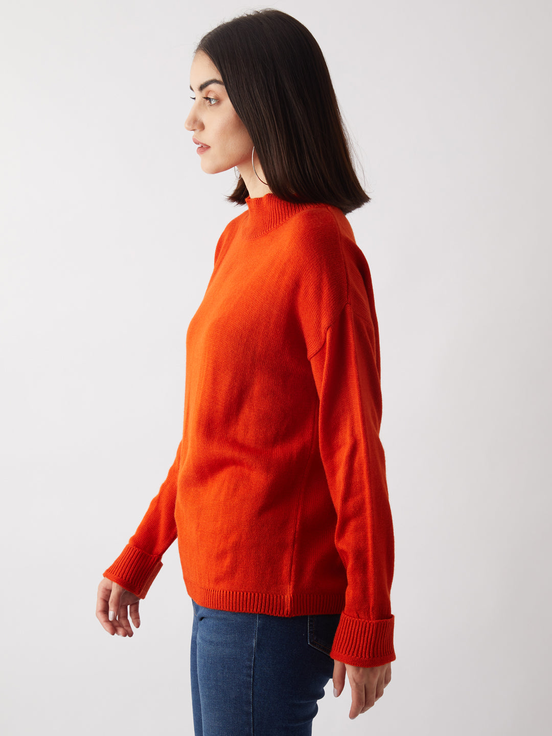 Orange Solid Sweater