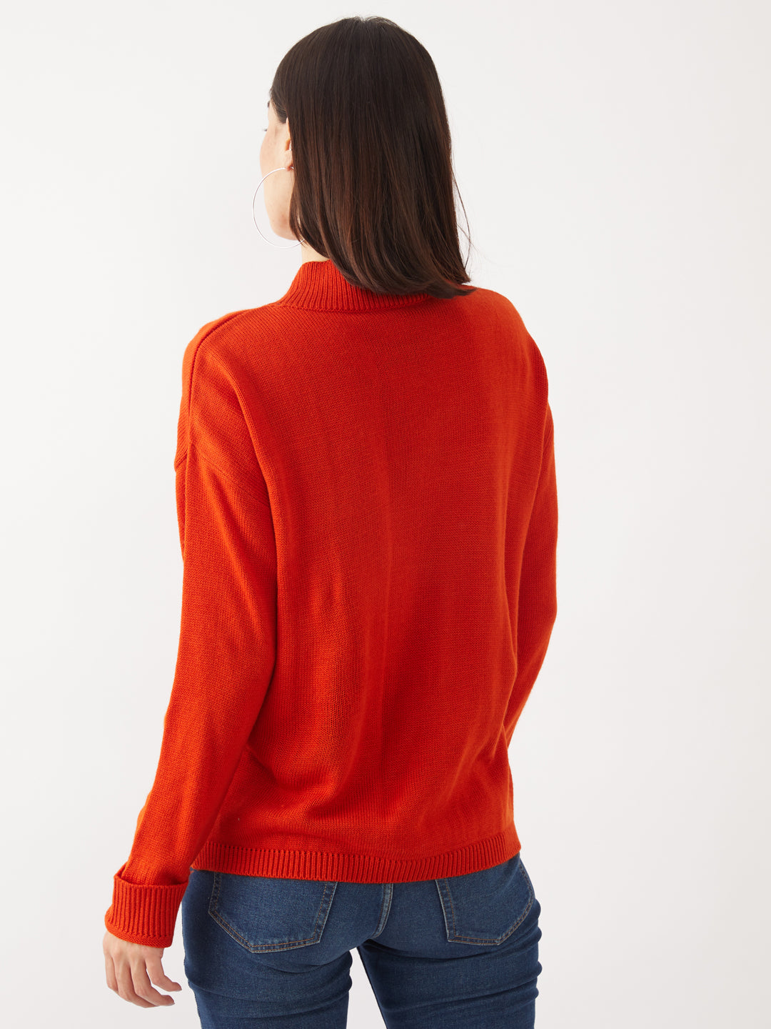 Orange Solid Sweater