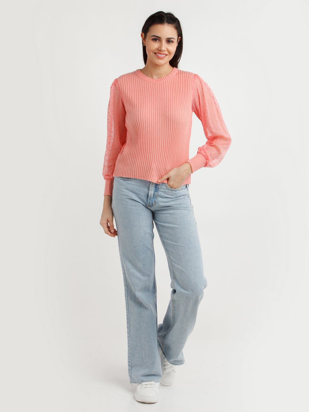 Coral Solid Sweater