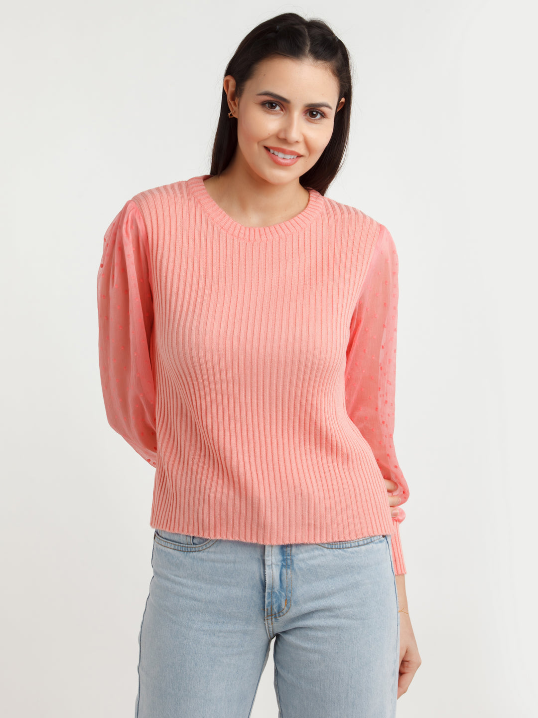 Coral Solid Sweater