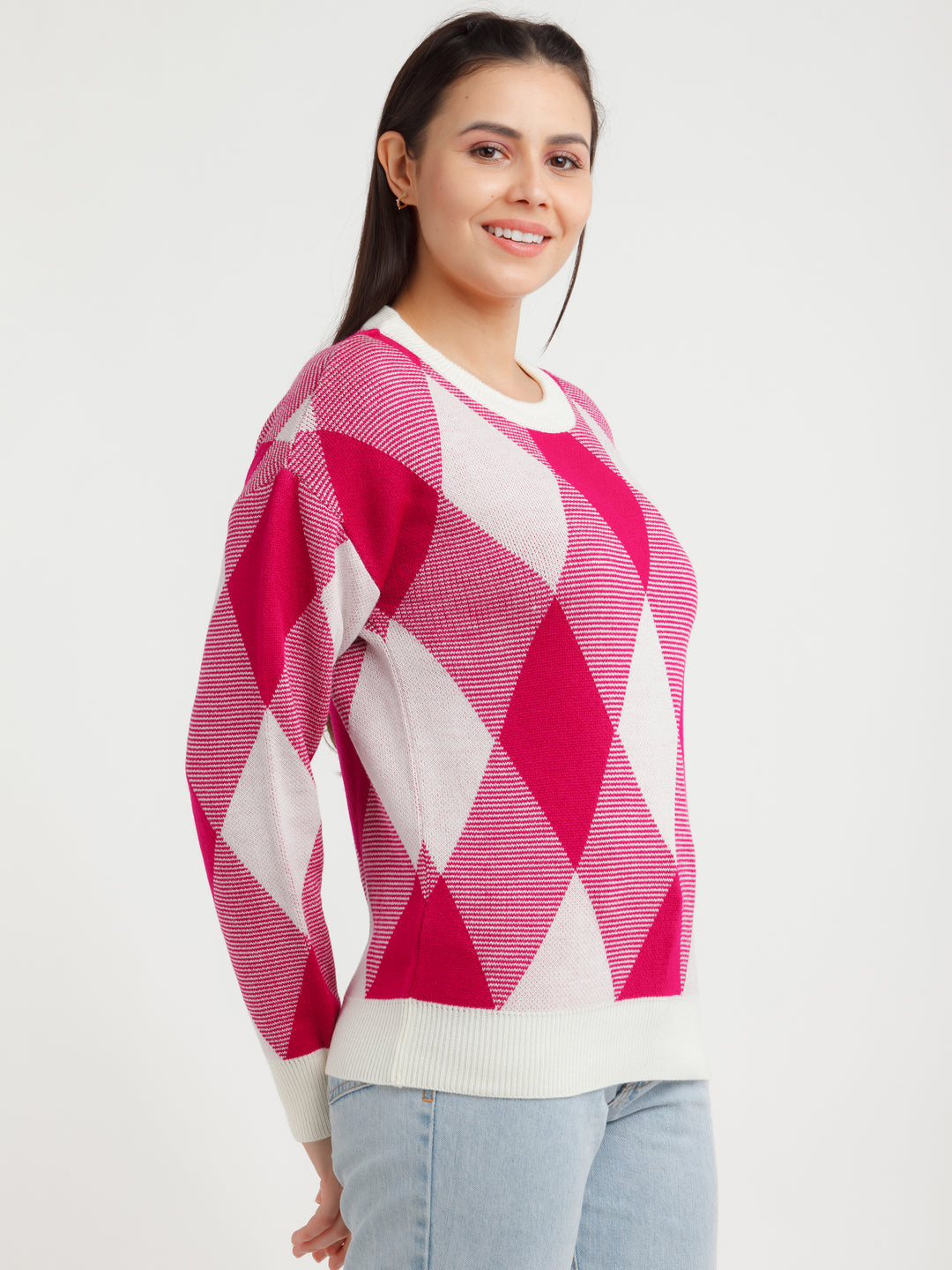 Pink Checked Sweater