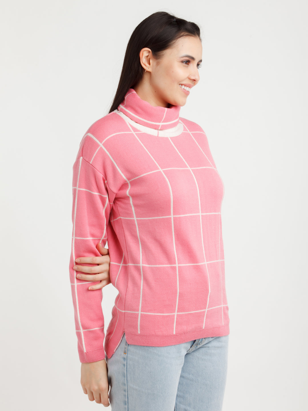 Pink Checked Sweater