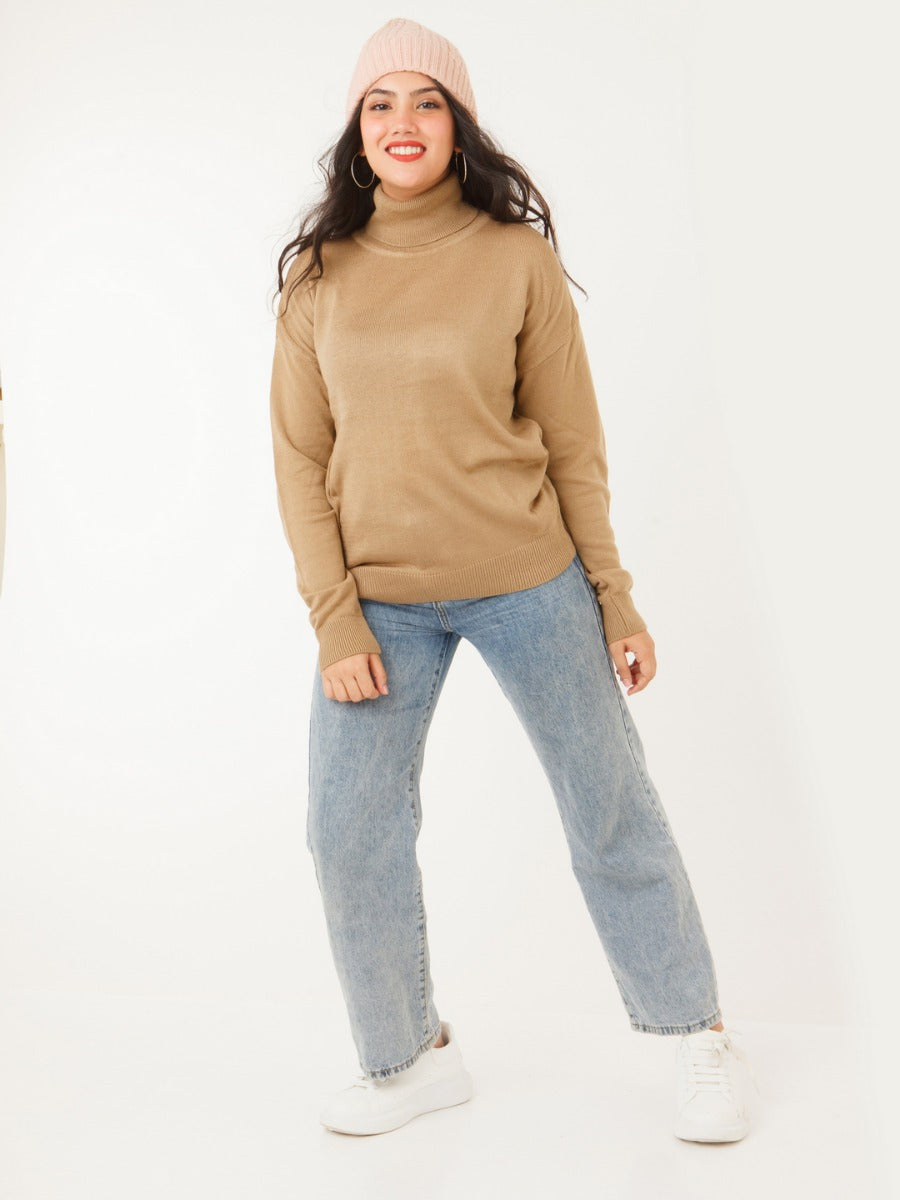 Tan Solid Sweater