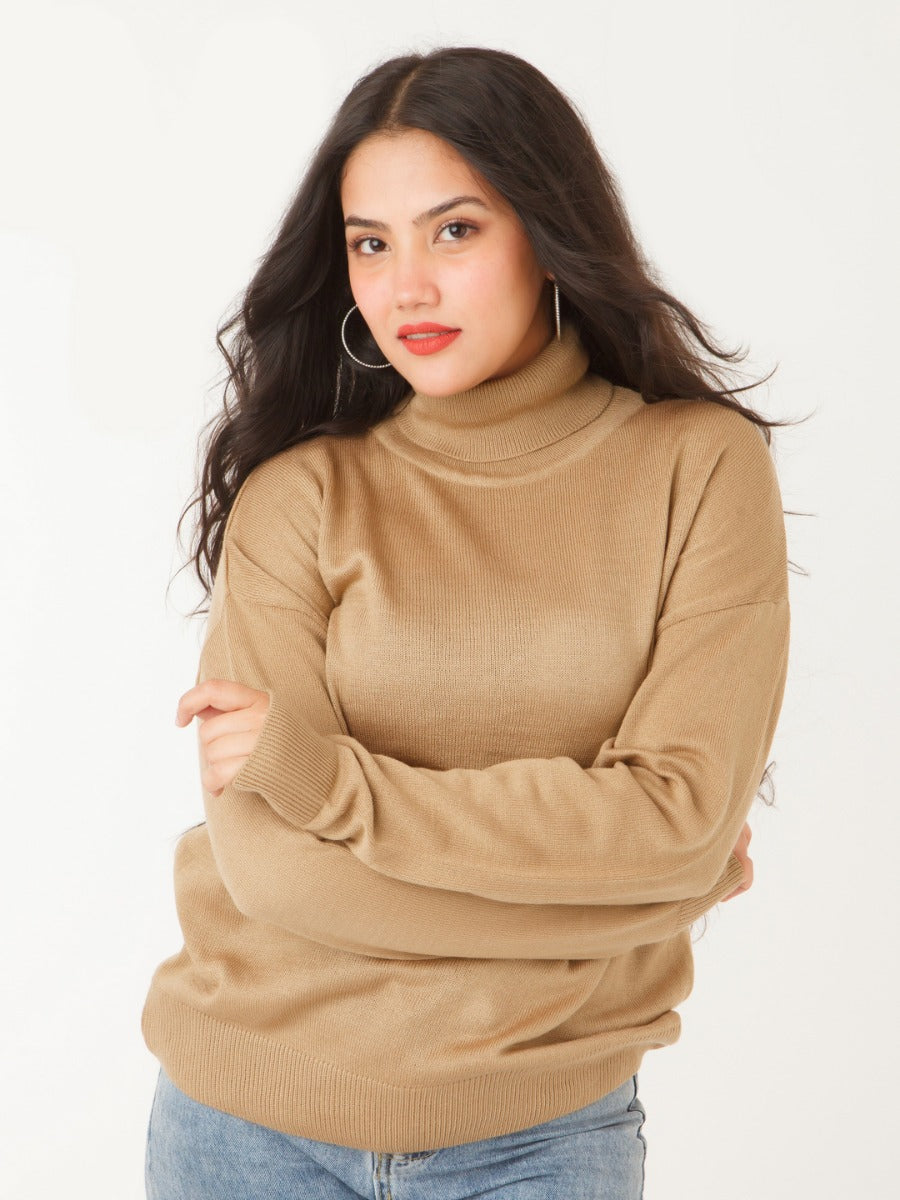 Tan Solid Sweater