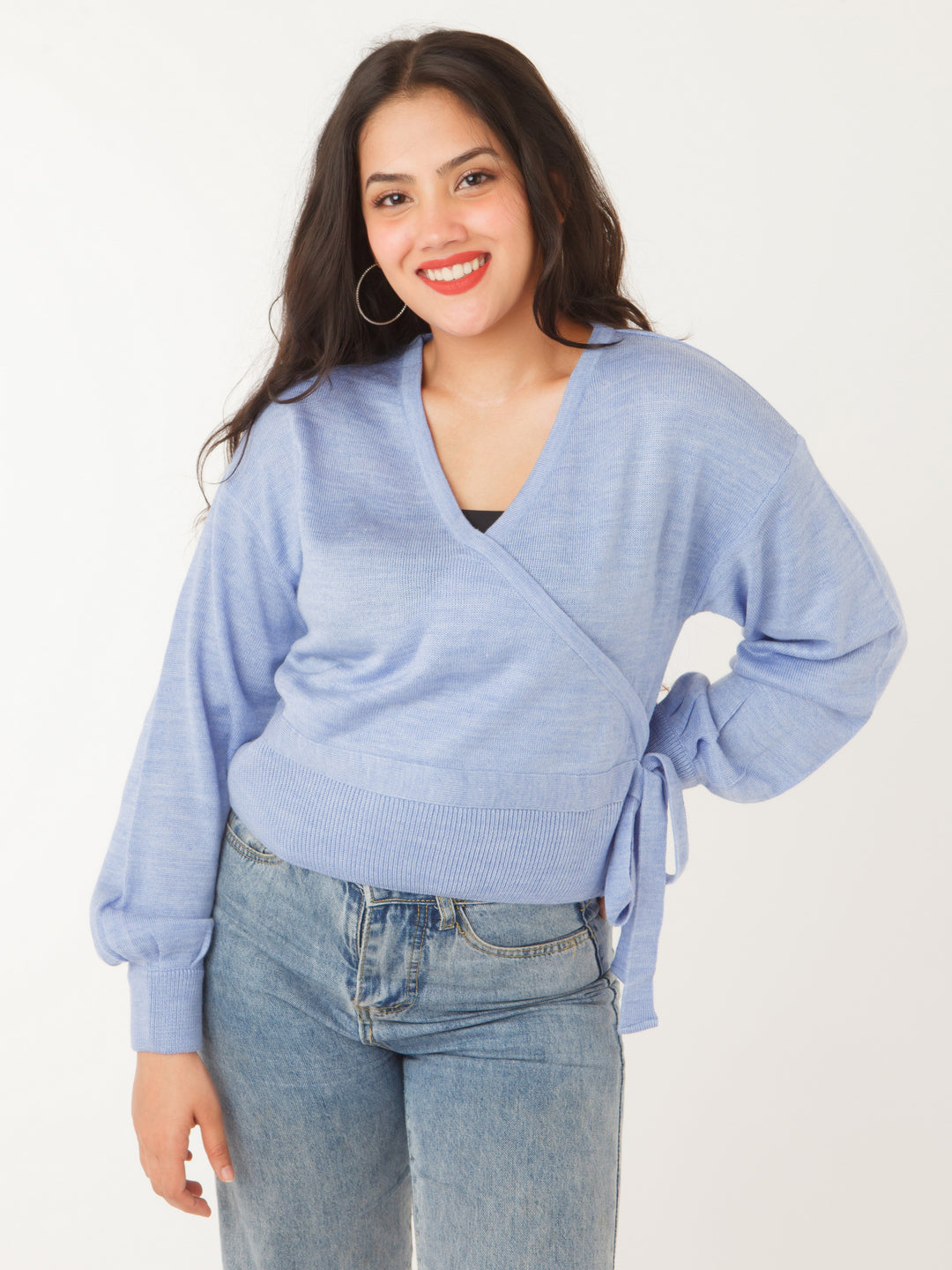 Blue Solid Sweater