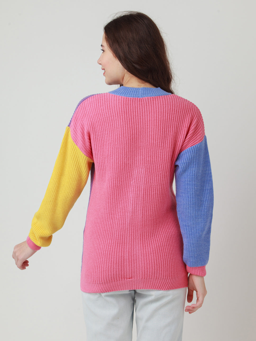 Multicolor Solid Buttoned Sweater