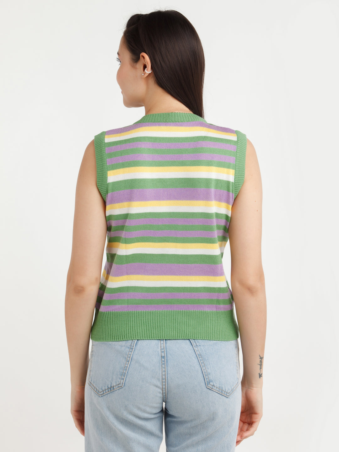 Multi Color Striped Sweater For Women