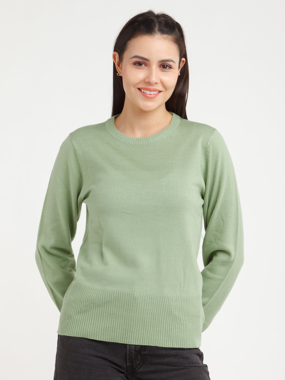 Green Solid Sweater