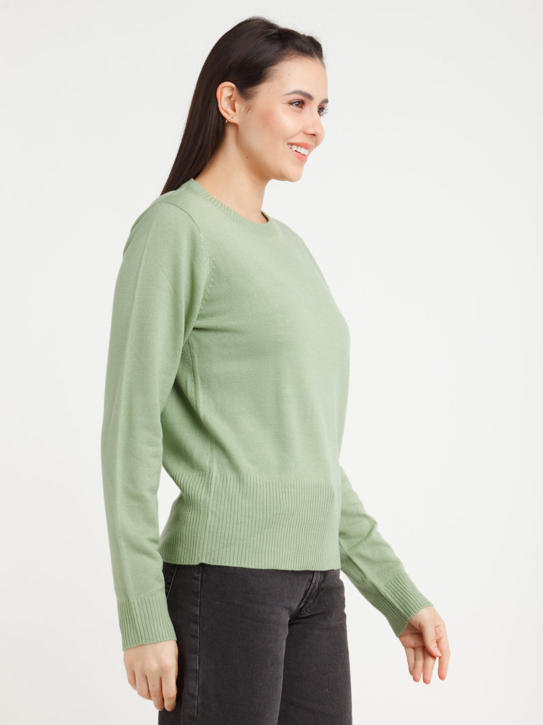 Green Solid Sweater